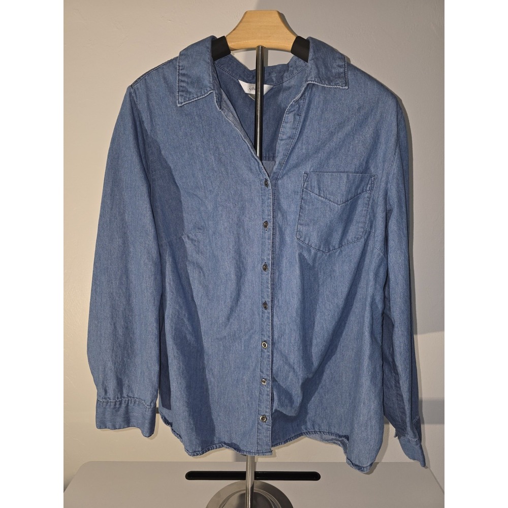 CJ Banks Women's Long Sleeve Blue‎ Shirt 1X -Item#121